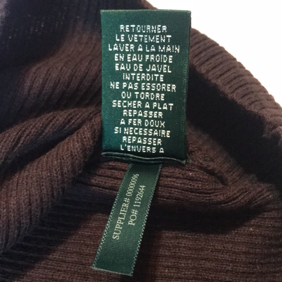 Ralph Lauren Petite 100% cotton dark brown long sleeve sweater with leather acc - Picture 9 of 11